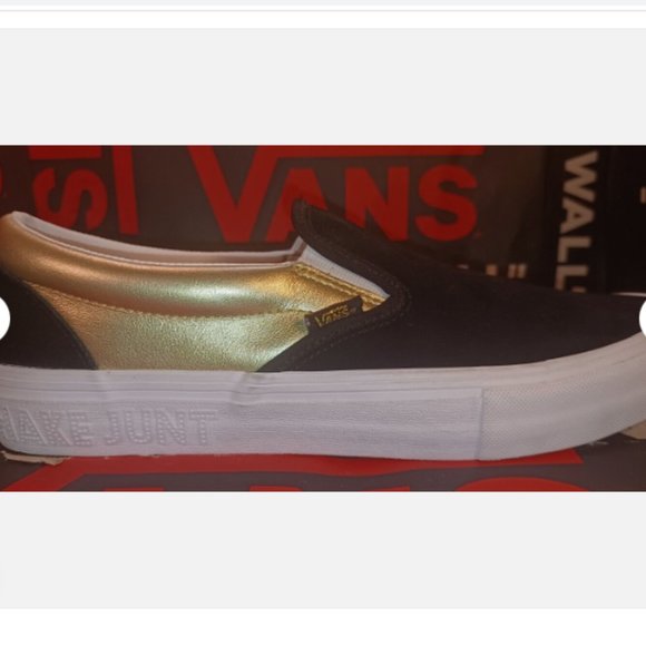 VANS Shake Junt Slip On Pro Shoes Black / Gold Men\'s 11.5 VN0A347V13L